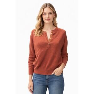 Faherty Henley Sweater Rust Orange